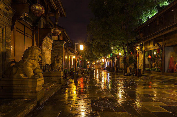 晚上视图kuanzhai小巷成都四川省中国