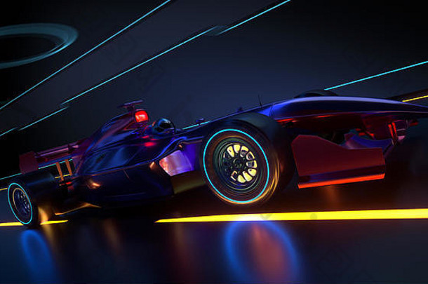 比赛车超速行驶未来主义的隧道比赛车品牌设计模仿插图
