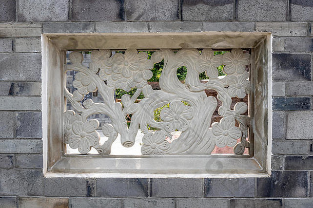 传统的中国人石头新鲜代表植物砖墙huanhuaxi公共公园成都四川省中国