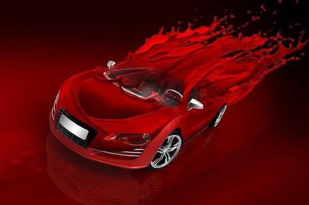 概念车快红色的溅不错的图像