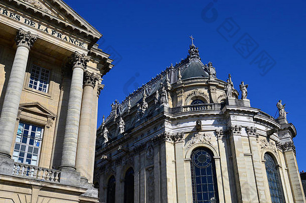 凡尔赛法国4月装饰建筑皇家教堂前面宫凡尔赛法国