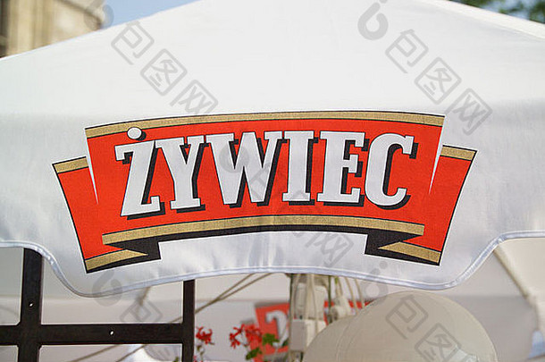 齐维茨波兰的啤酒广告阳伞克拉科夫波兰