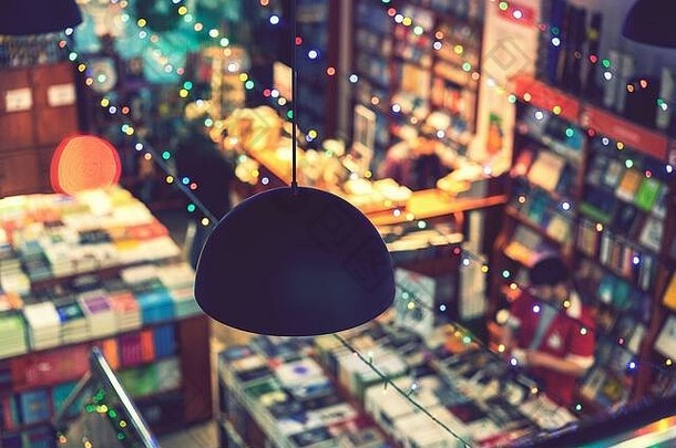 模糊摘要背景书书店模糊的书架上图书馆房间背景健美的