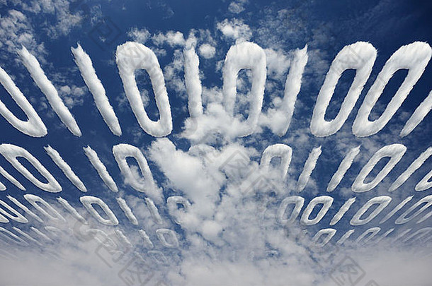 多云的二进制代码传播天空概念电子沟通信息