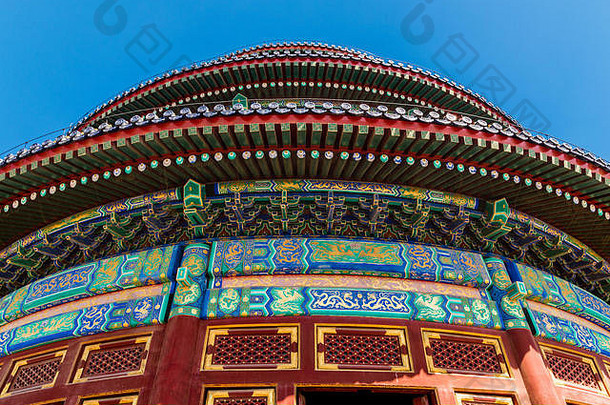 关闭大厅祈祷好收成显示错综复杂古老的中国人屋顶体系结构