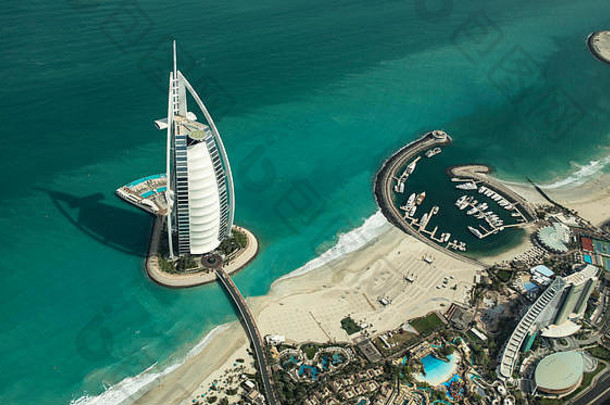 迪拜曼联阿拉伯阿联酋航空公司空中视图世界高度额定酒店迪拜塔或