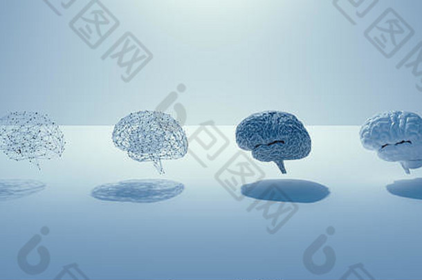 渲染构建一步人类大脑大脑网格大脑真正的大脑白色最小的设计概念