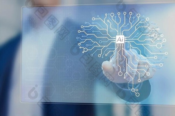 人工情报机学习技术自动化流程概念工程师工作电子电路大脑神经网