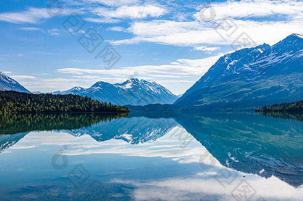 山反映上小道湖可奈半岛驼鹿通过阿拉斯加