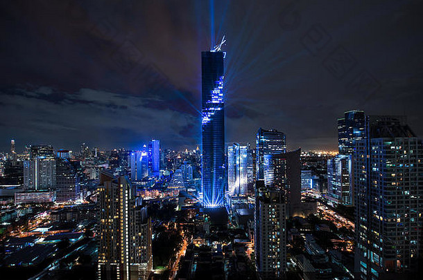 曼谷晚上视图摩天大楼业务区曼谷泰国