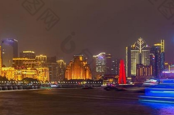 上海中国城市天际线黄埔河