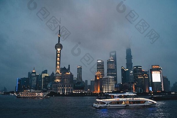 上海中国天际线晚上