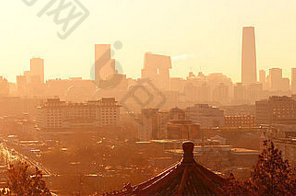 北京城市天际线城市体系结构轮廓早....