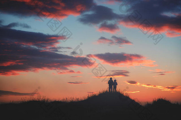 夫妇日落拍摄冰岛