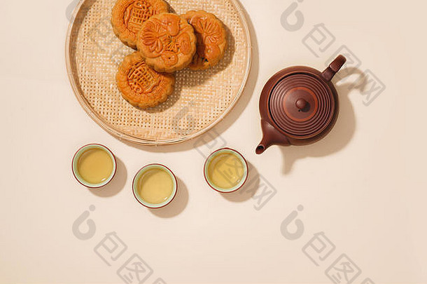 月饼越南糕点传统上吃中秋节日翻译轮月亮蛋糕中期秋天