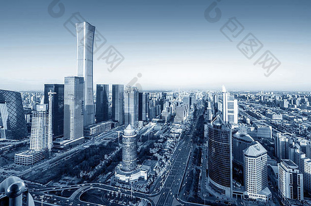 高层建筑高架桥城市的金融区北京中国