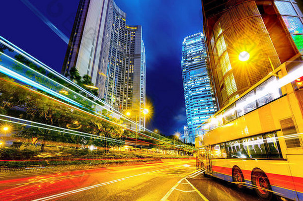 现代城市晚上在香港香港中国