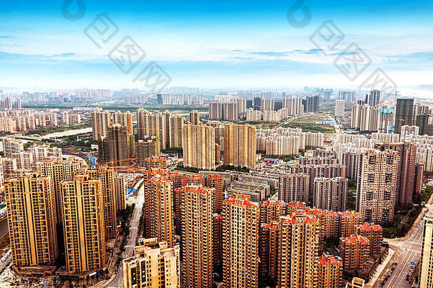 城市景观空中中国南昌摩天大楼