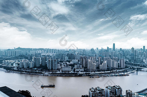 空中视图长江河重庆城市景观