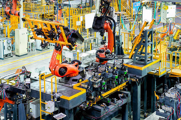 现代车生产行工作机器人