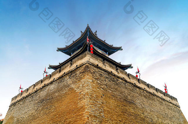 古老的城市墙西安中国景观黄昏