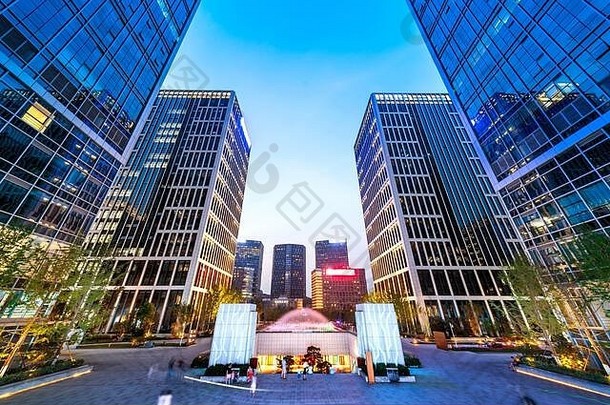 现代办公室建筑音乐喷泉广场济南中国