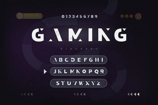 空间游戏主题字母字体。集数字