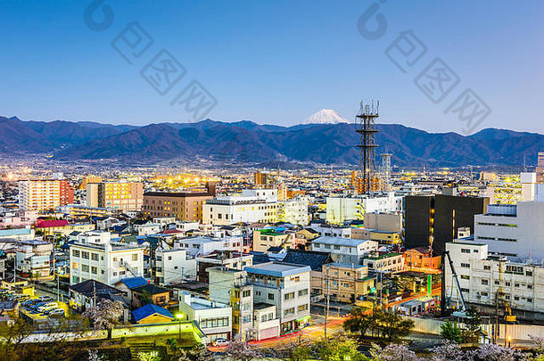 甲府市日本城市天际线富士见顶山