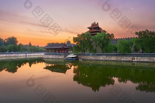 北京中国被禁止的城市外护城河黎明
