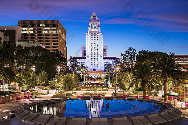这些洛杉矶加州美国市中心城市大厅