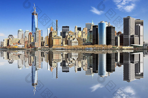 纽约城市较低的曼哈顿反射