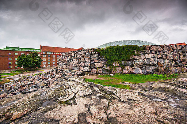 圣殿广场教堂赫尔辛基芬兰室内挖掘建直接固体岩石