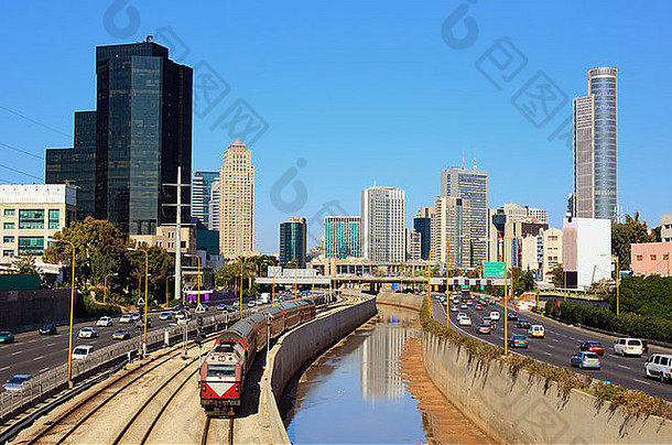 天际线拉马特氮化镓ayalon高速公路金融区电话特拉维夫以色列