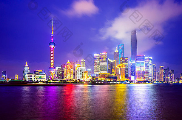 上海中国城市天际线浦东金融区
