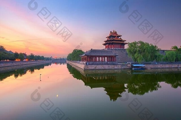 北京中国被禁止的城市外护城河黎明