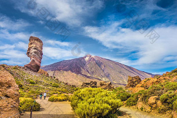 罗格cinchado独特的岩石形成著名的皮科的泰德山火山<strong>峰会背景</strong>阳光明媚的一天tenerife金丝雀岛屿