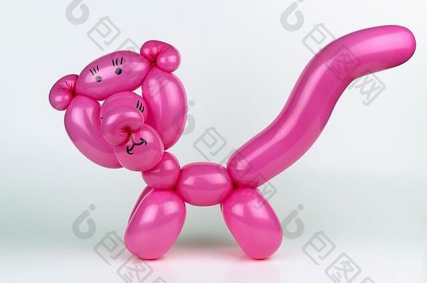 超级可爱的热粉红色的基蒂猫使气球艺术家长瘦弯弯曲曲的气球找到生日聚会，派对事件