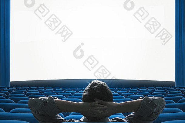 独家电影预览大屏幕蓝色的贵宾电影礼堂艺术房子概念