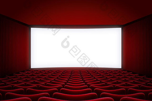 电影剧院大厅红色的座位室内插图