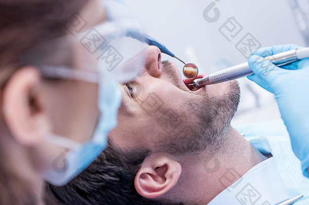 牙医保护面具眼镜固化牙齿病人