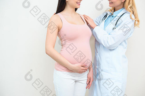 裁剪拍摄产科医生妇科医生支持怀孕了女人