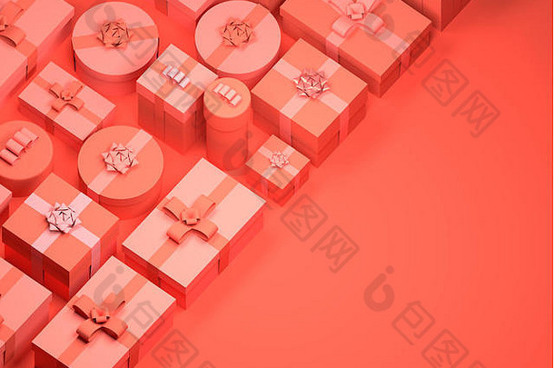 红色的包装圣诞节礼物背景设计插图