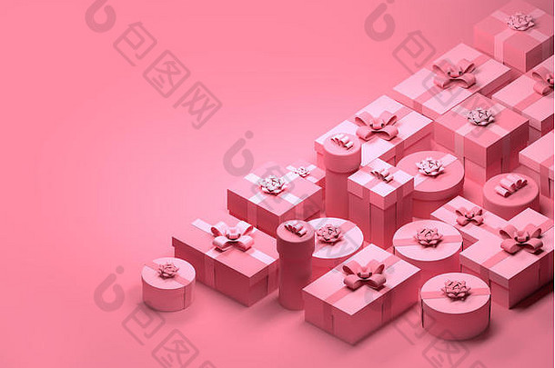 粉红色的圣诞节礼物背景设计插图