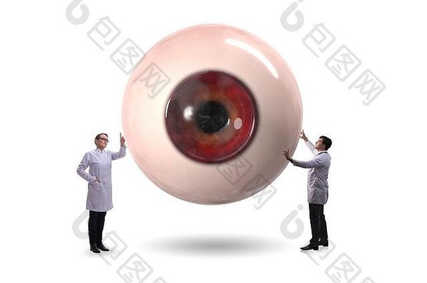 医生检查巨大的眼睛医疗概念