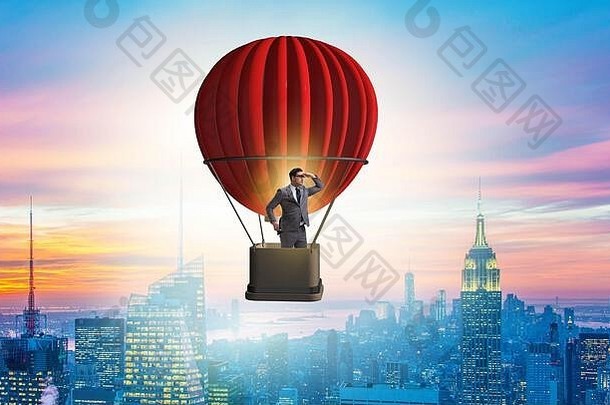 商人飞行气球挑战概念