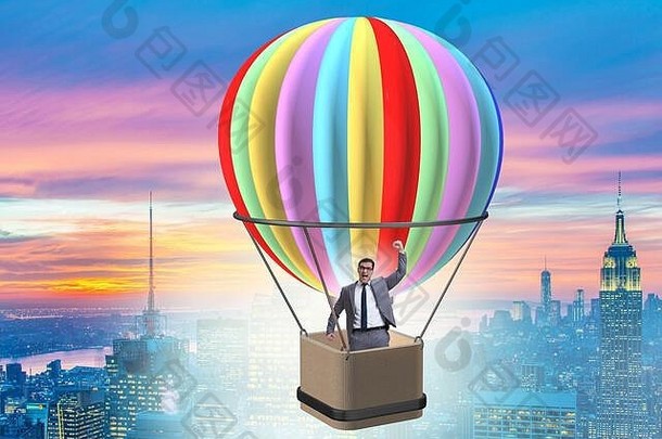 商人飞行气球挑战概念