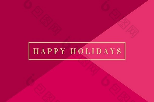 圣诞节设计文本快乐假期黄金几何黑暗粉红色的背景时尚的优雅的问候卡社会媒体帖子宣传册的