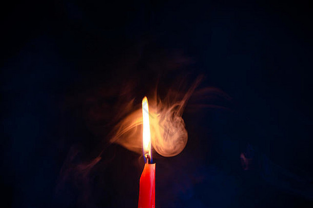 蜡烛火焰风彩色的烟闪亮的蓝色的橙色梯度温暖的发光纹理火