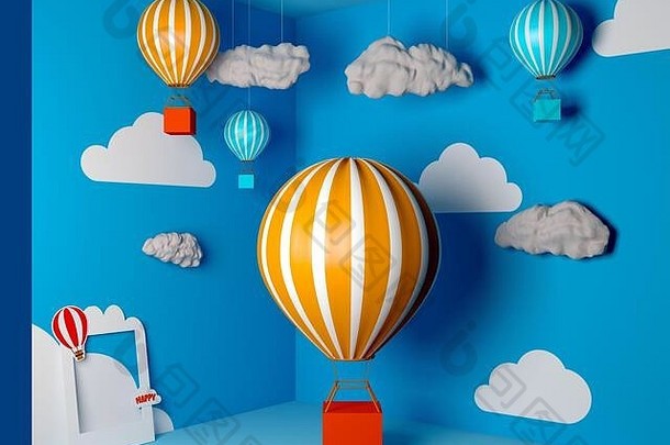 渲染庆祝活动装饰气球