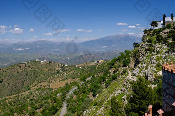 全景景观山前人民科马雷斯axarquia安达卢西亚科斯塔的溶胶西班牙欧洲